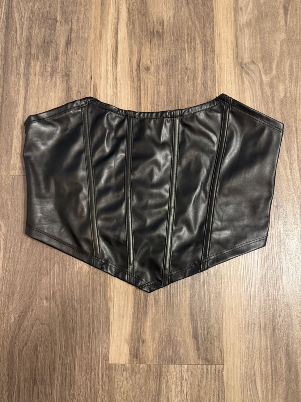 SHEIN Black Faux Leather Corset Crop Top